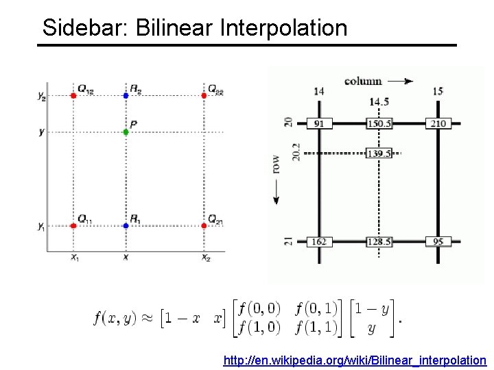 Sidebar: Bilinear Interpolation http: //en. wikipedia. org/wiki/Bilinear_interpolation Sidebar: Bilinear Interpolation http: //en. wikipedia. org/wiki/Bilinear_interpolation