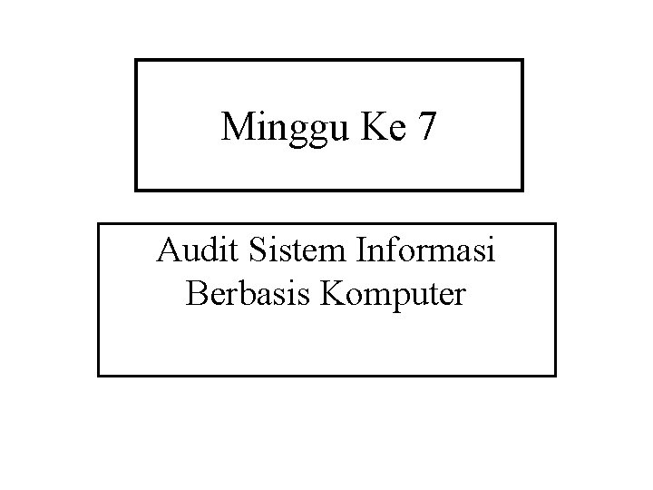 Minggu Ke 7 Audit Sistem Informasi Berbasis Komputer 