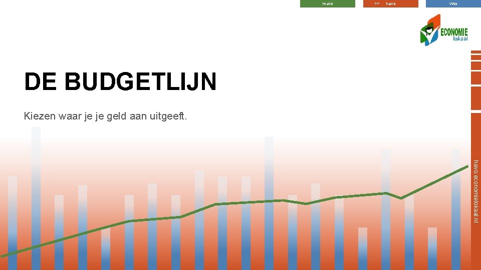 mavo >> havo vwo DE BUDGETLIJN Kiezen waar je je geld aan uitgeeft. havo.