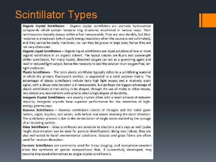 Scintillator Types 