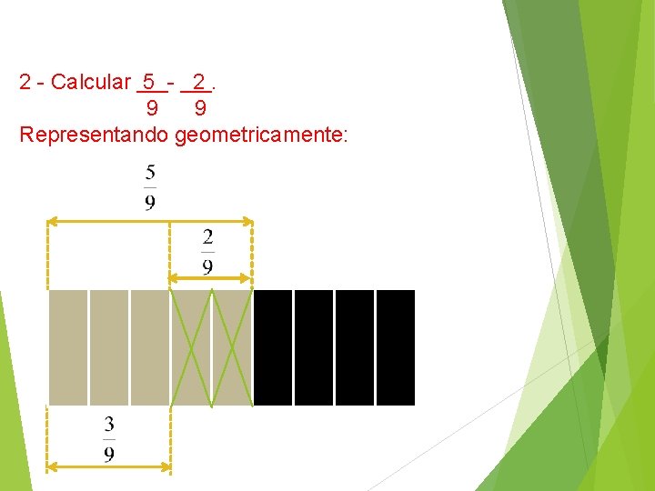 2 - Calcular 5 - 2. 9 9 Representando geometricamente: 
