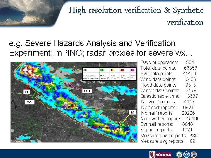 High resolution verification & Synthetic verification e. g. Severe Hazards Analysis and Verification Experiment;