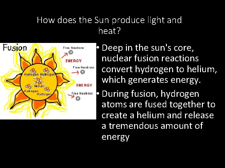 How does the Sun produce light and heat? • Deep in the sun's core,