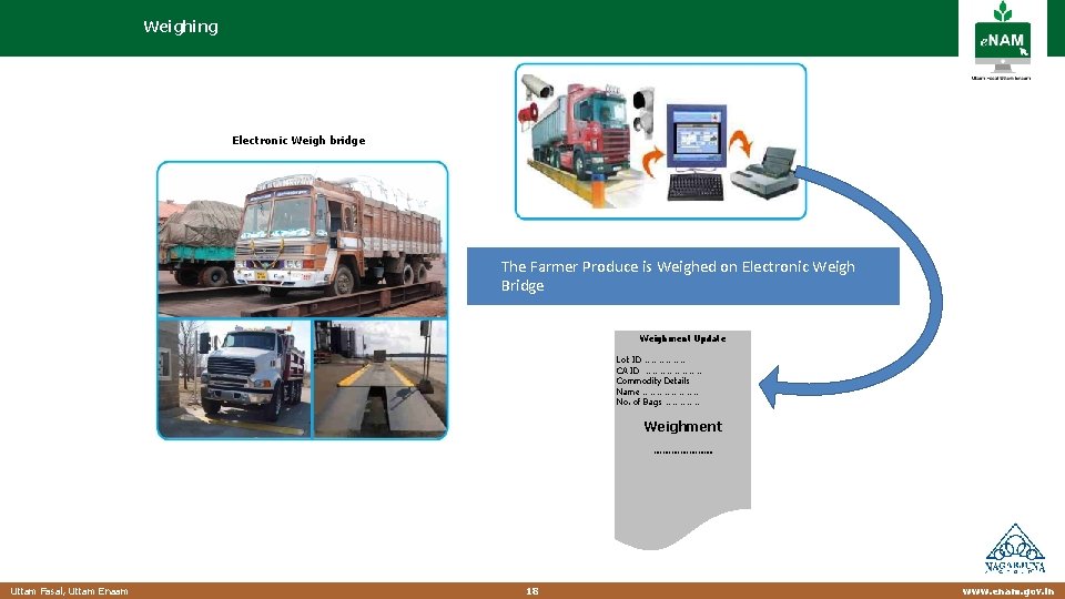 Weighing Vehicle Wise Weighment Electronic Weigh bridge The Farmer Produce is Weighed on Electronic