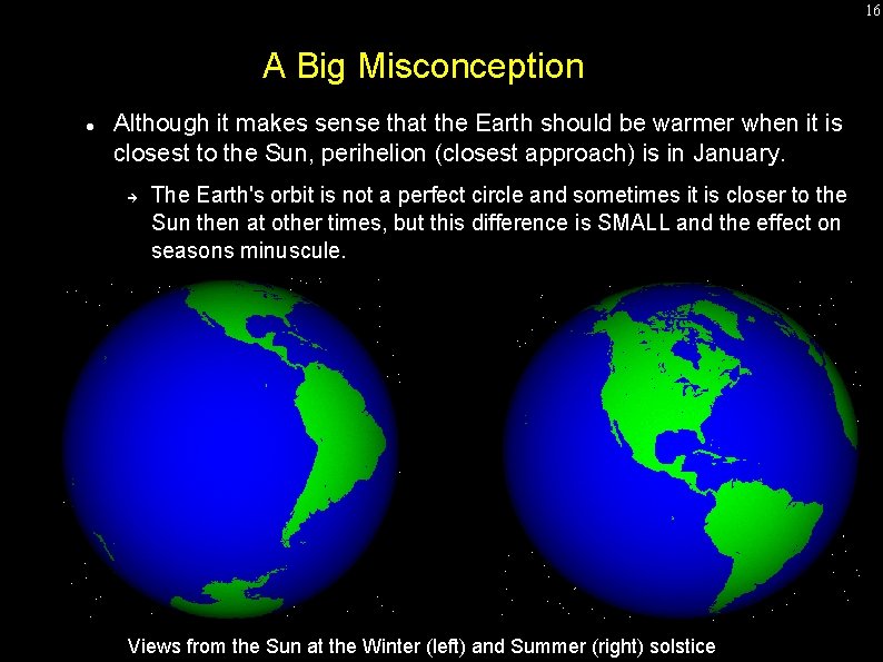 16 A Big Misconception Although it makes sense that the Earth should be warmer