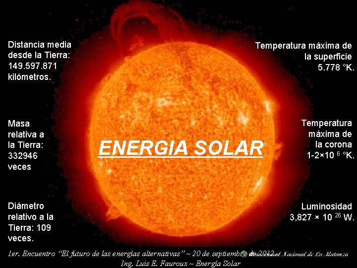Distancia media desde la Tierra: 149. 597. 871 kilómetros. Masa relativa a la Tierra: