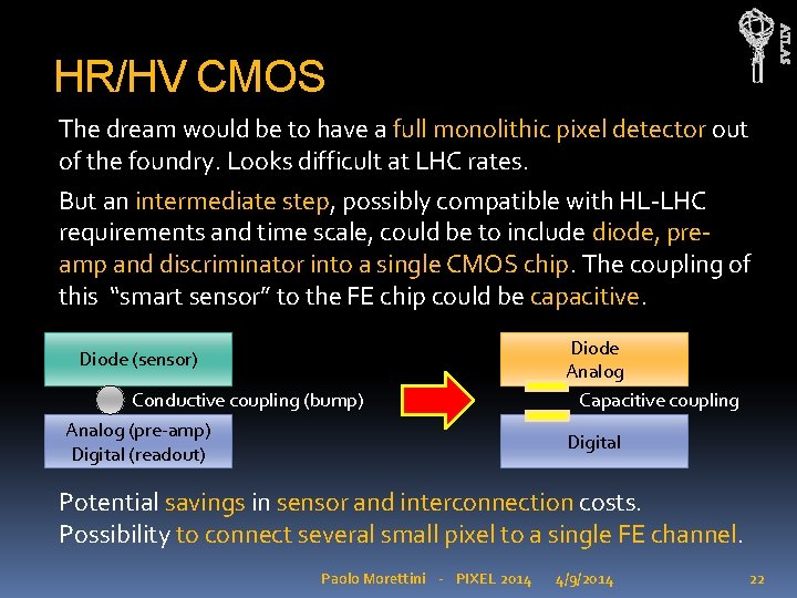 ATLAS HR/HV CMOS The dream would be to have a full monolithic pixel detector