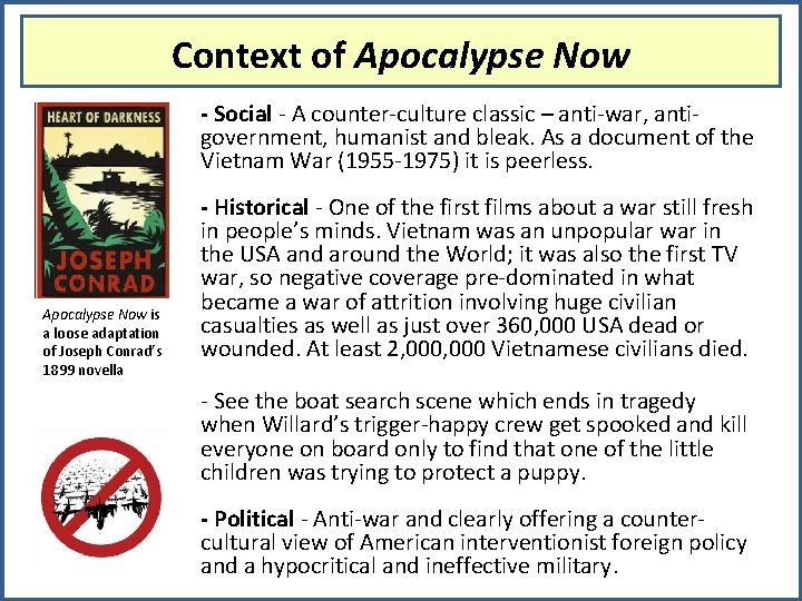 Context of Apocalypse Now - Social - A counter-culture classic – anti-war, antigovernment, humanist