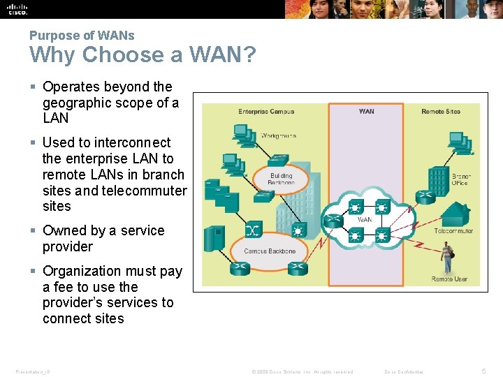 Purpose of WANs Why Choose a WAN? § Operates beyond the geographic scope of