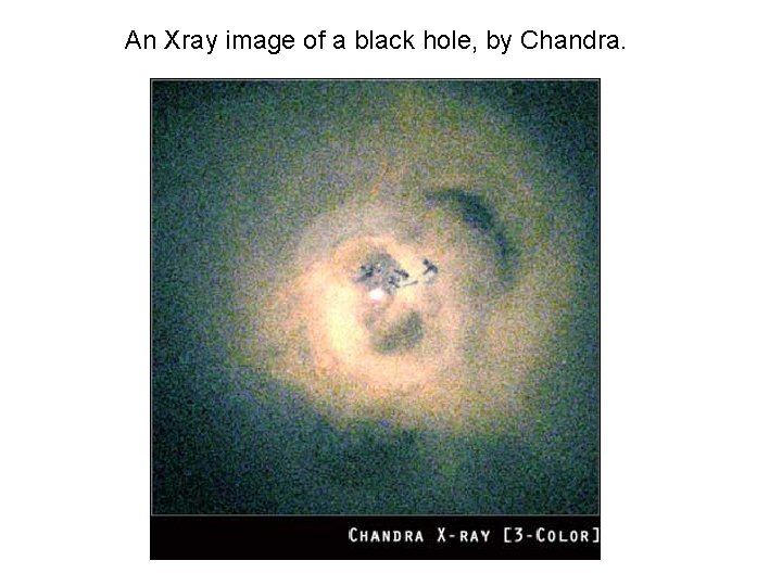 An Xray image of a black hole, by Chandra. 