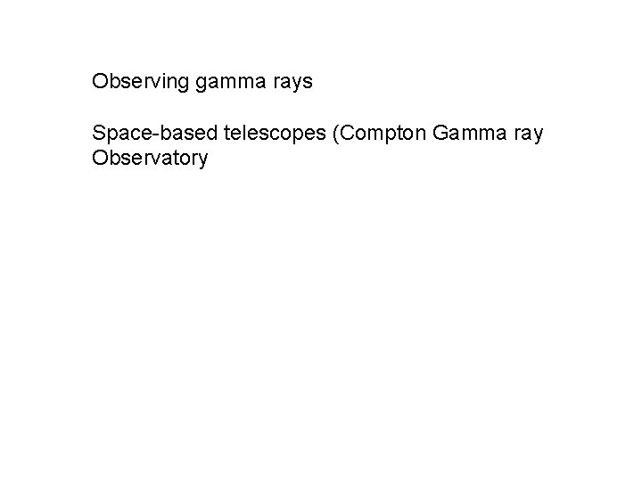 Observing gamma rays Space-based telescopes (Compton Gamma ray Observatory 