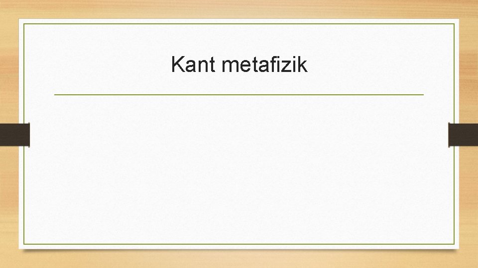 Kant metafizik 