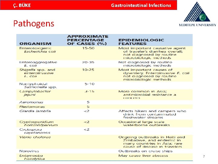 Ç. BÜKE Gastrointestinal Infections Pathogens 7 