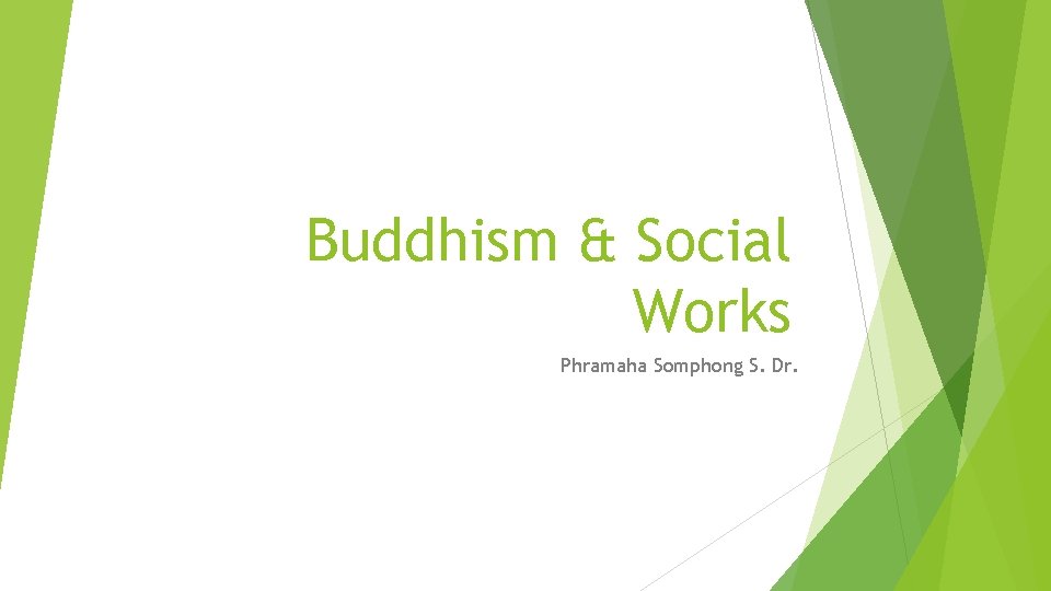 Buddhism & Social Works Phramaha Somphong S. Dr. 