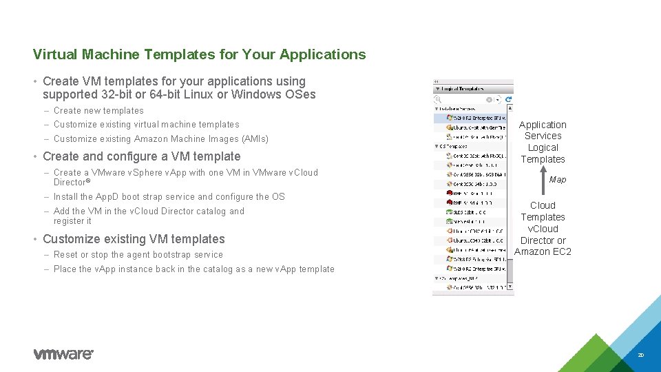 Virtual Machine Templates for Your Applications • Create VM templates for your applications using