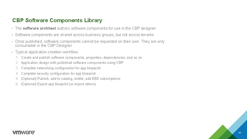 CBP Software Components Library • The software architect authors software components for use in