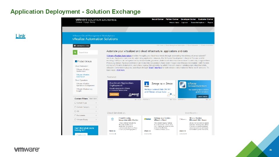 Application Deployment - Solution Exchange Link 29 