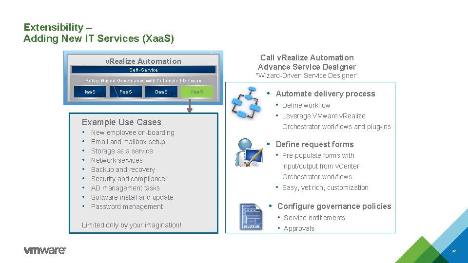 Extensibility – Adding New IT Services (Xaa. S) Call v. Realize Automation Advance Service