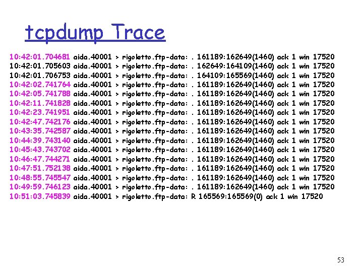 tcpdump Trace 10: 42: 01. 704681 10: 42: 01. 705603 10: 42: 01. 706753
