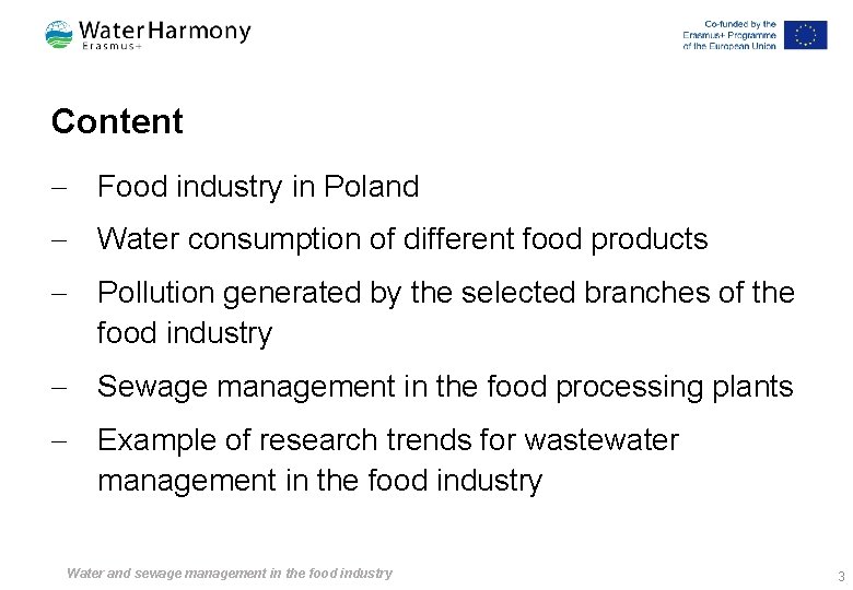 Content - Food industry in Poland - Water consumption of different food products -