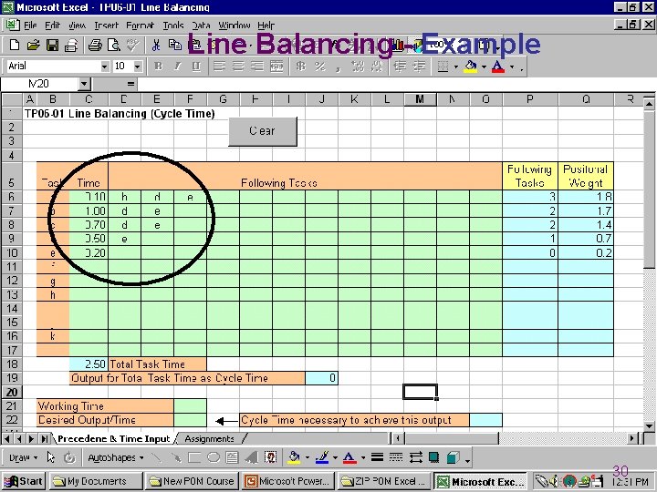 Line Balancing - Example 30 