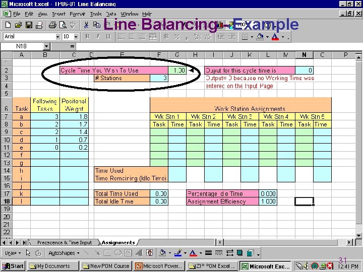 Line Balancing - Example 31 