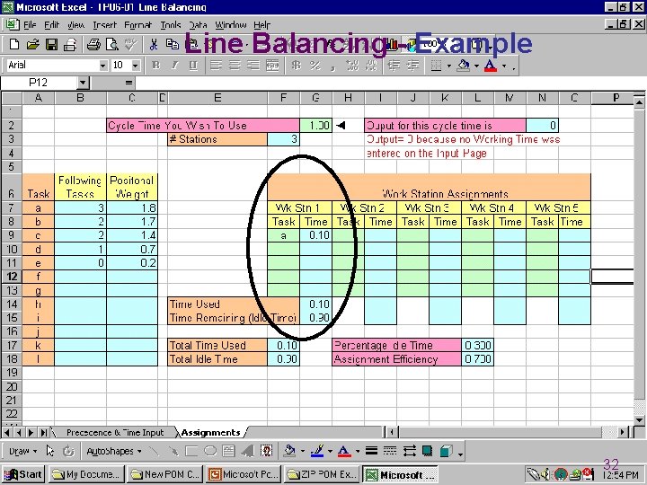 Line Balancing - Example 32 