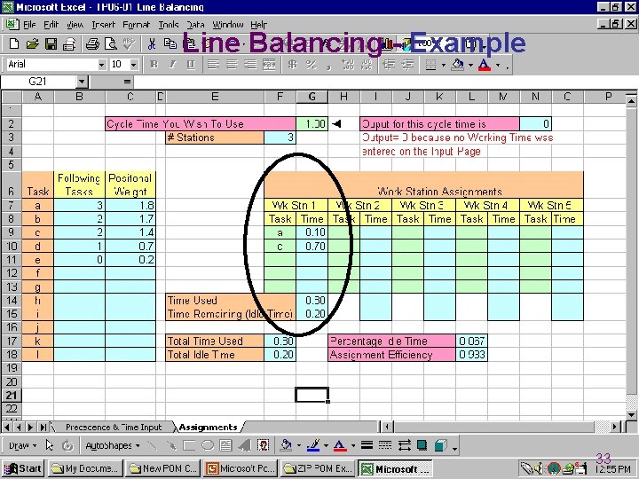 Line Balancing - Example 33 