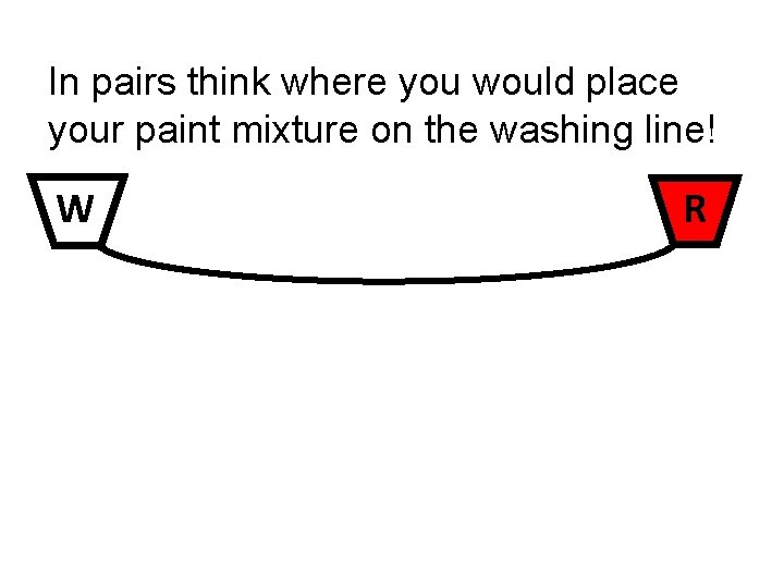 In pairs think where you would place your paint mixture on the washing line!