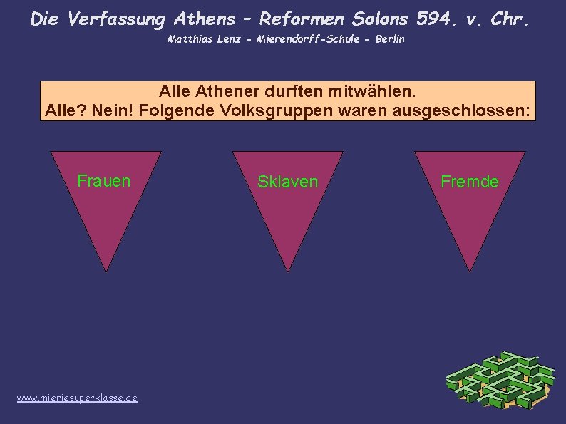 Die Verfassung Athens – Reformen Solons 594. v. Chr. Matthias Lenz - Mierendorff-Schule -