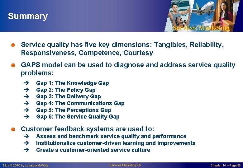 Summary Services Marketing = Service quality has five key dimensions: Tangibles, Reliability, Responsiveness, Competence,