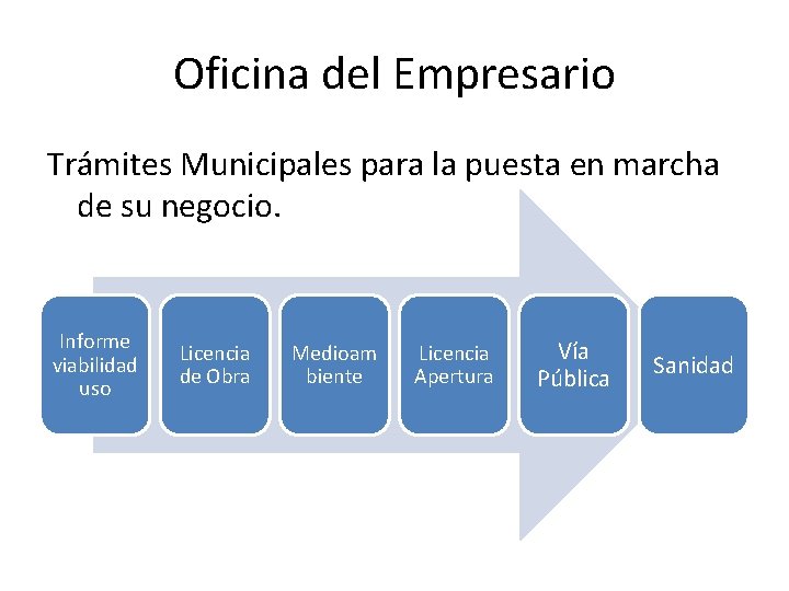 Oficina del Empresario Trámites Municipales para la puesta en marcha de su negocio. Informe