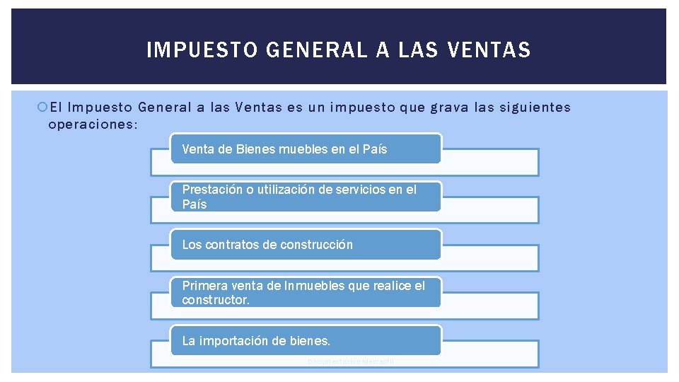 IMPUESTO GENERAL A LAS VENTAS El Impuesto General a las Ventas es un impuesto