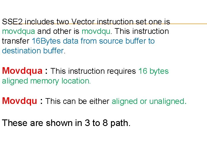 SSE 2 includes two Vector instruction set one is movdqua and other is movdqu.