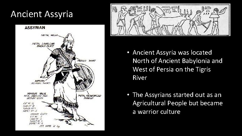 Ancient Assyria • Ancient Assyria was located North of Ancient Babylonia and West of
