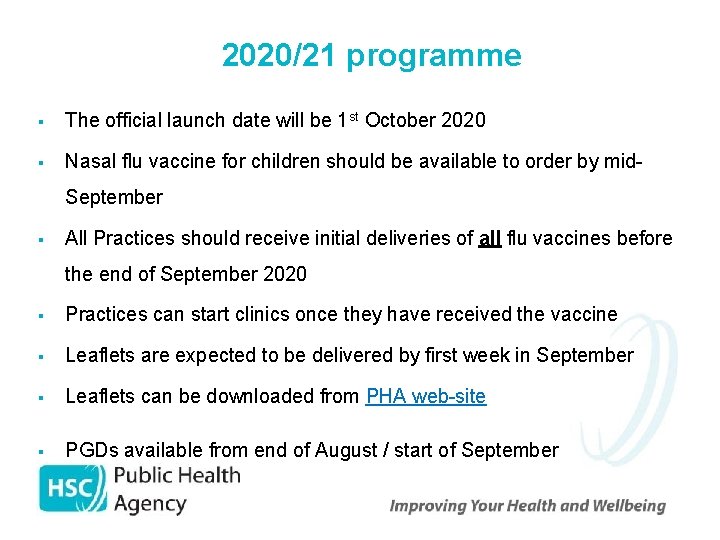 2020/21 programme § The official launch date will be 1 st October 2020 §