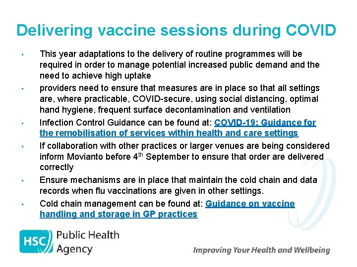 Delivering vaccine sessions during COVID • • • This year adaptations to the delivery