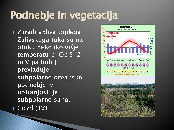 Podnebje in vegetacija � Zaradi vpliva toplega Zalivskega toka so na otoku nekoliko višje