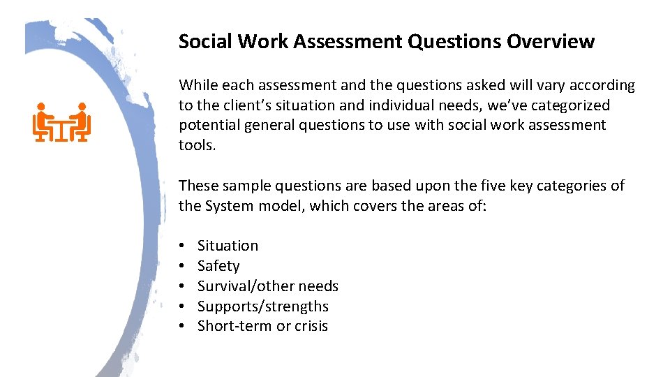 Social worker clients assessment examples