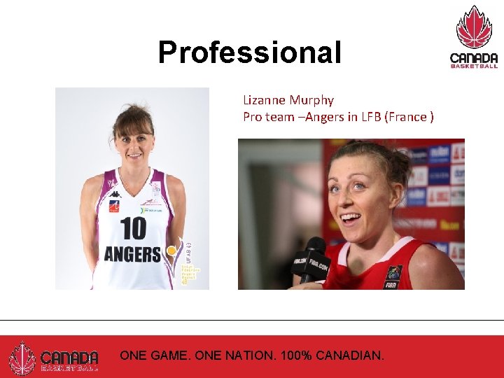 Professional Lizanne Murphy Pro team –Angers in LFB (France ) ONE GAME. ONE NATION.