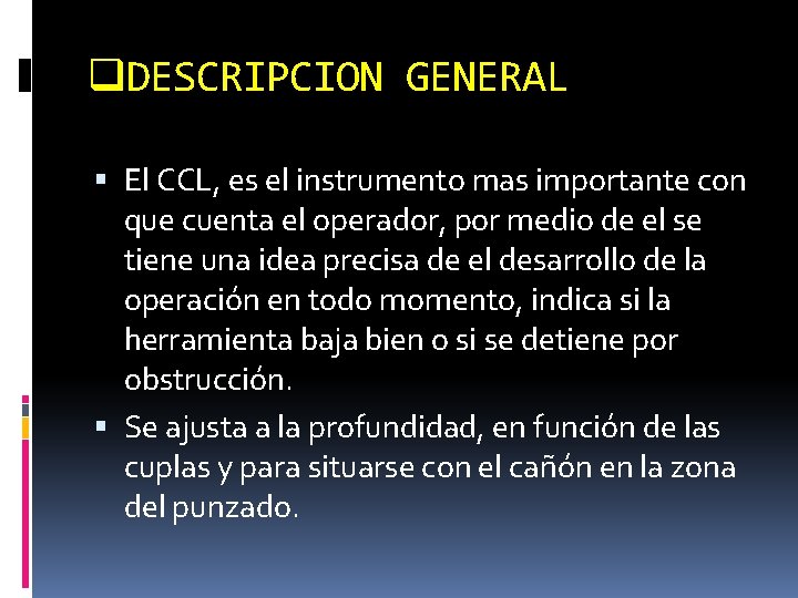 q. DESCRIPCION GENERAL El CCL, es el instrumento mas importante con que cuenta el
