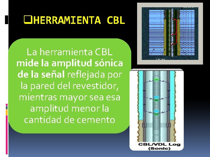 q. HERRAMIENTA CBL La herramienta CBL mide la amplitud sónica de la señal reflejada