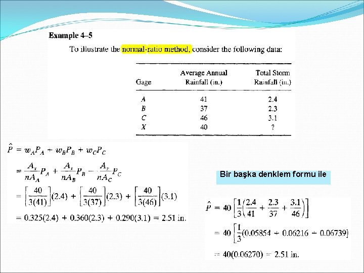 Bir başka denklem formu ile Bir başka denklem formu ile