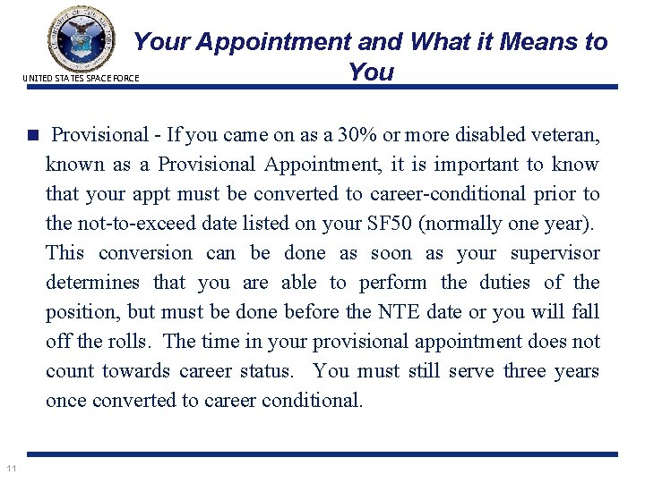 Your Appointment and What it Means to You UNITED STATES SPACE FORCE n 11