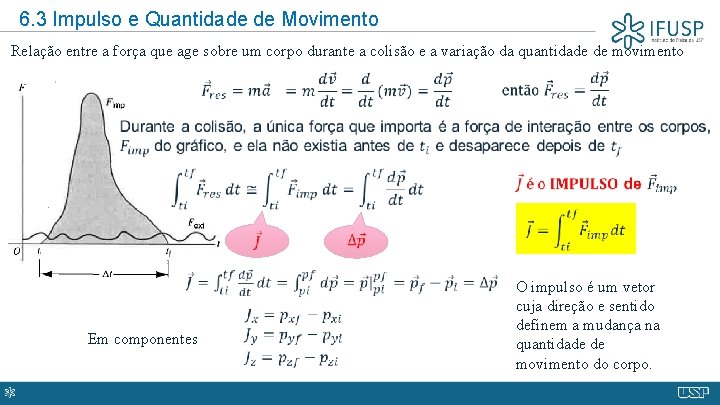 6. 3 Impulso e Quantidade de Movimento Relação entre a força que age sobre