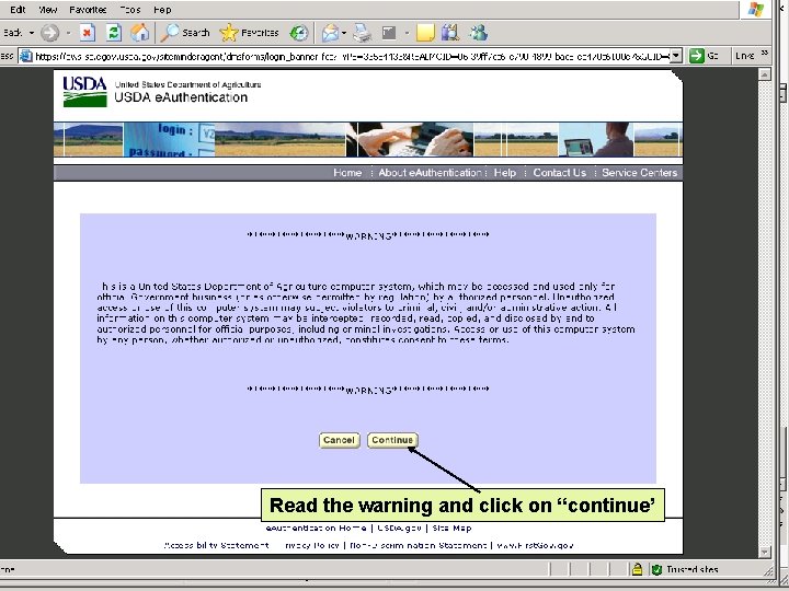 Read the warning and click on “continue’ 