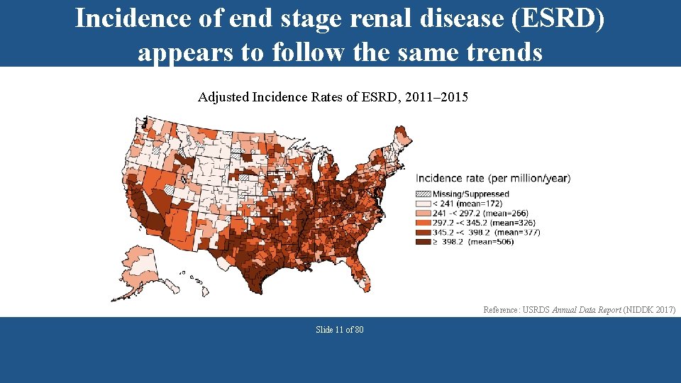 Incidence of end stage renal disease (ESRD) appears to follow the same trends Adjusted