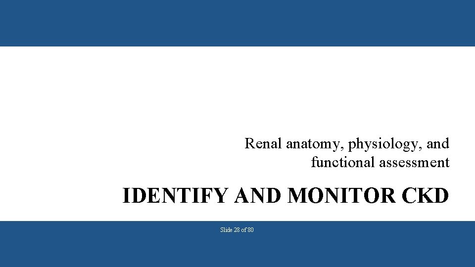 Renal anatomy, physiology, and functional assessment IDENTIFY AND MONITOR CKD Slide 28 of 80