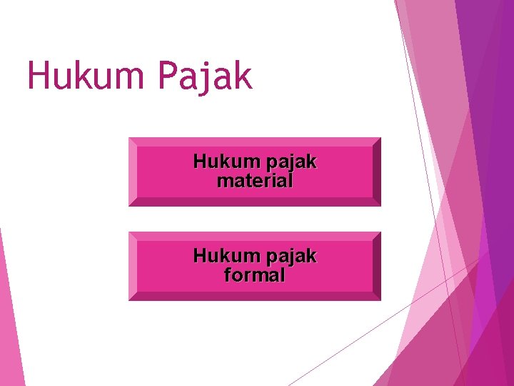 Hukum Pajak Hukum pajak material Hukum pajak formal 