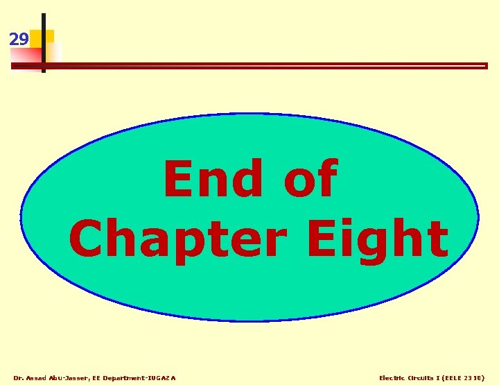 29 End of Chapter Eight Dr. Assad Abu-Jasser, EE Department-IUGAZA Electric Circuits I (EELE